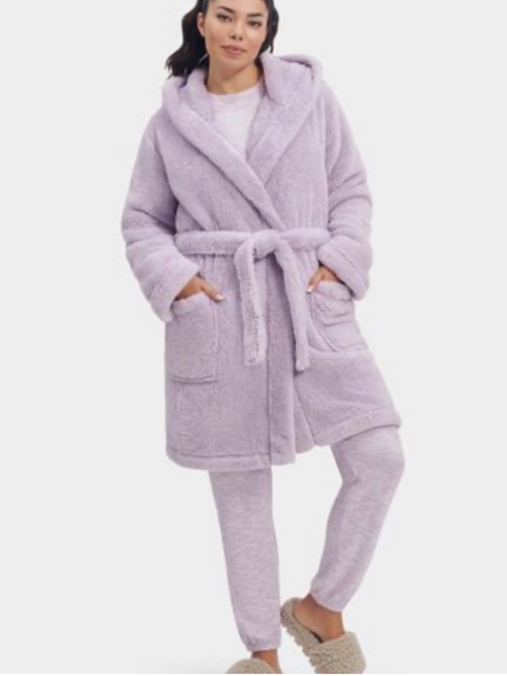 VICTORIA’S SECRET 💜 LAVENDER PURPLE PLUSH FAUX SHERPA HOODED ROBE Women's 3X